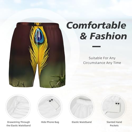 Short de bain pour homme à séchage rapide EdWal avec doublure imprimé plumes