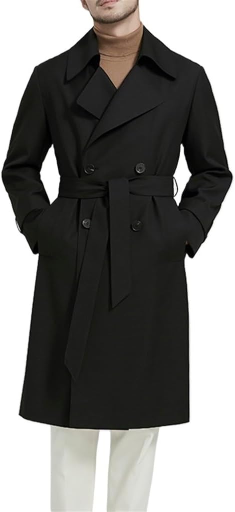 Windbreaker Breasted Men's Autumn and Winter Mid-length Youth Coat