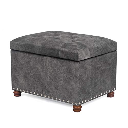 Image of Joveco 24 inch Rectangular Ottoman with Storage for Living Room, Upholstered Storage Bench Foot Stool and Seat with Lift Off Lid, Coffee Table Footrest for Bedroom