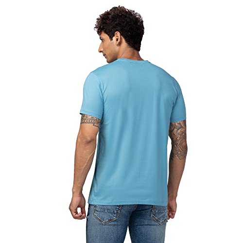 Image of Spykar Round Neck Half Sleeves Blended Slim Fit T-Shirt for Men
