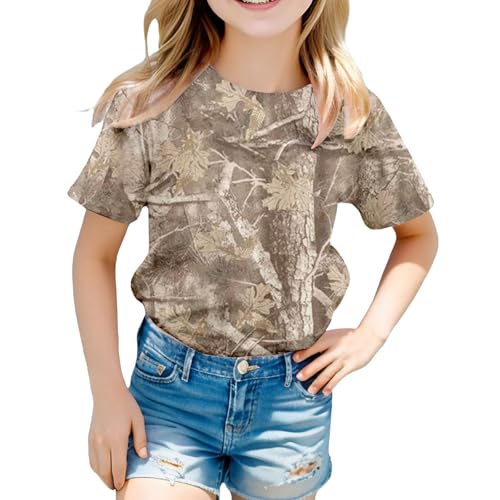 Camo Shirt Kids Maple Leaf Print Youth Camouflage T Shirt Summer Oversized Camo Tee Shirts Baggy Shirts Streetwear