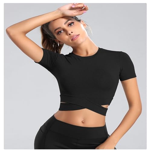 Girls Sport Slim Cross t-Shirt Breathable Fitness top Crop top Yoga wear Running Short Sleeve3