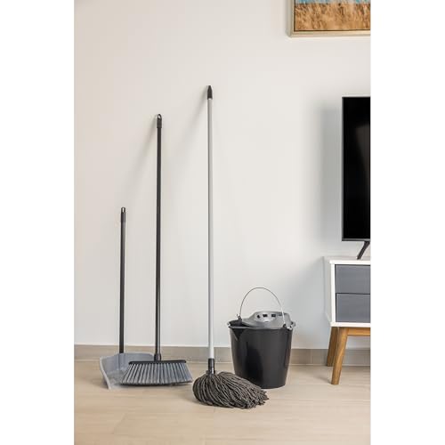 VIGAR, 8 x 8 x 29 cm, Mikrofaser, waschbar, zum Reinigen von Böden, Wiederverwendbare Ersatzköpfe, Haushalt, Schwarz, Grau