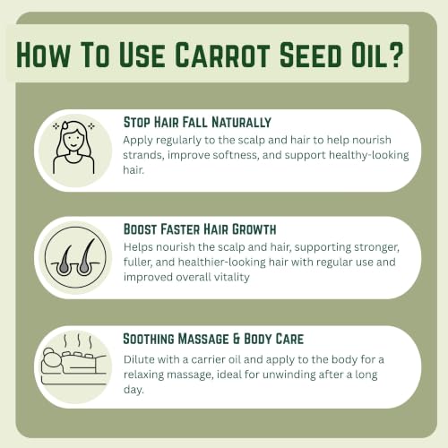 Image of KUNJ Carrot Seed Oil 30ML - Pure Natural Cold Pressed Carrier Oil for Glowing Skin, Face Care, Hair Nourishment, Massage, DIY Cosmetics & Daily Beauty Care