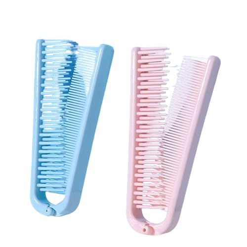 Portable Travel Folding Hair Comb Set Anti-static Wide Tooth & Fine Tooth Double Headed Comb, Pocket Collapsible Comb for Men and Women (Pack of 2 pcs)