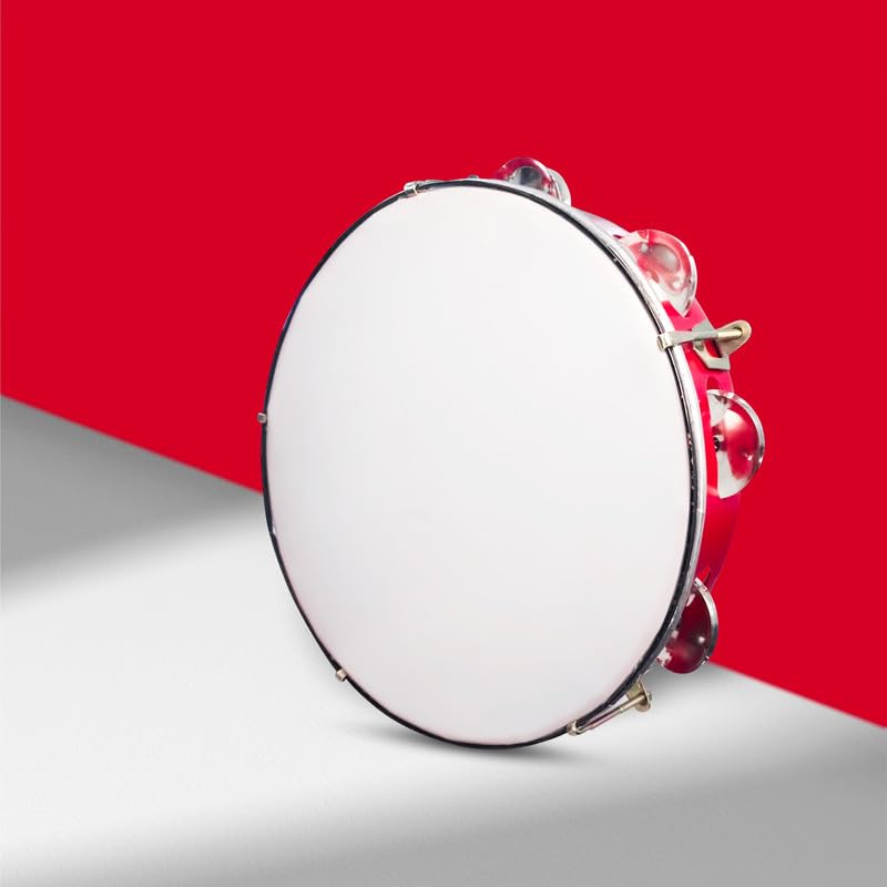 Rolimoli khanjari Tambourine Indian Musical Instrument | Hand Percussion Multicolor Dafli (Size - 8in)