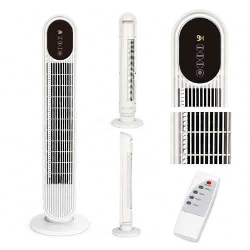 Image of Trendi 31 Inch Tower Fan with 3 Speed Settings, 9H Timer, 70° Oscillation, Quiet Operation, Overheat Protection, Slim Space-Saving Design for Home and Office