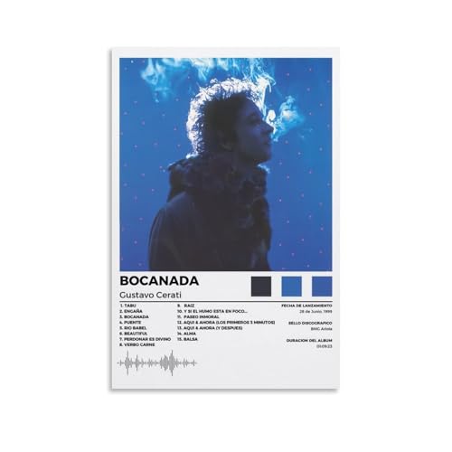 QUANHAIUSUU Gustavo Cerati - Pósteres de BOCANADA con cubierta de lienzo, póster estético para sala de estar, dormitorio, oficina, decoración de arte creativo, regalo de 30 x 45 cm, estilo sin marco
