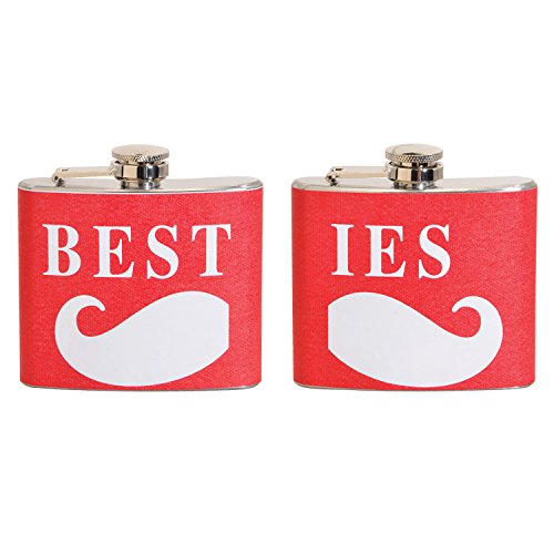 Besties 5 oz. Stainless Steel Flasks (Set of 2) (Assorted Designs)