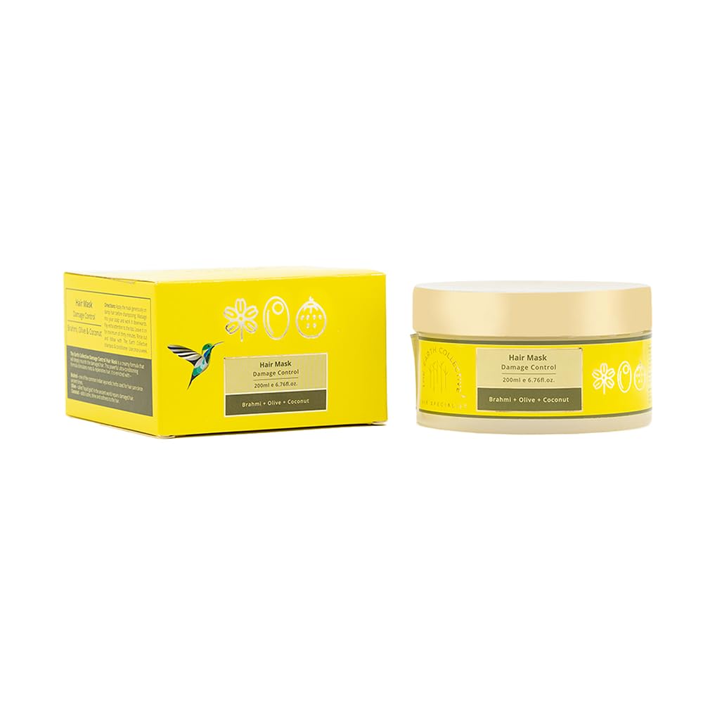 THE EARTH COLLECTIVE Hair Mask for Smoothening Hair | Contains Brahmi, Olive Coconut, Nourishes Damaged Hair, Replenishes, Damage Control | Pak of 200 Ml-image-26