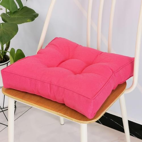Cojín cuadrado grueso para asiento – Almohada de suelo de meditación con relleno de 40.6 cm/45.7 cm/50.8 cm para sillas de patio al aire libre, comodidad y apoyo (rosa, 45 x 45 x 10 cm)