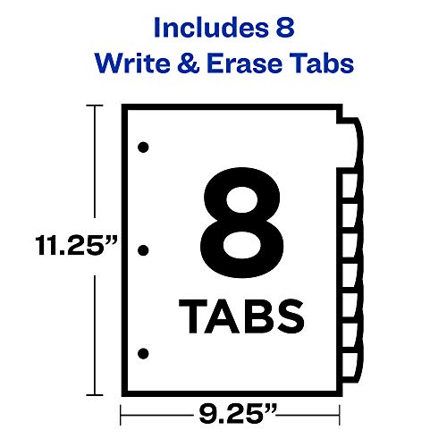 Avery 8-Tab Plastic Binder Dividers With Pockets, Write & Erase Multicolor Big Tabs, 1 Set (16177) #TOP4