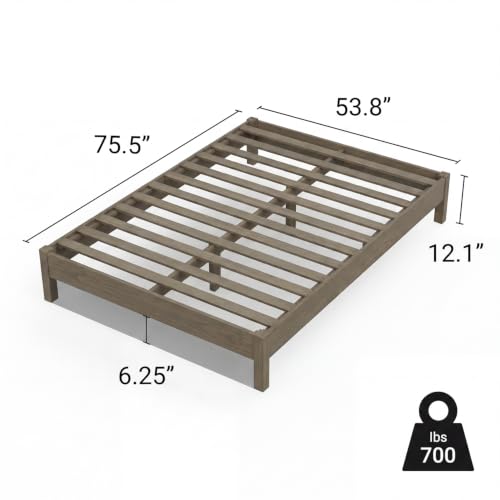 Image of LIFEMENT Full Bed Frame Signature Wood Platform, Noise Free, Under Bed Storage, No Box Spring Needed, Easy Assembly, Gray