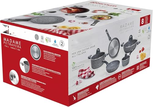 Madame Petravera 3.0, Batteria 8 pezzi, 2 padelle 20-24 cm,