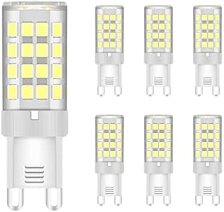 Simusi G9 LED Light Bulbs,(6 Pack) G9 LED Bulbs 5W ( 40-50W Equivalent),6000K,220-240V, Energy Saving G9 Cool White LED Bulbs Ideal for Chandelier Home Lighting Decor,No Flicker Non-Dimmable