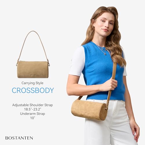 Image of BOSTANTEN Shoulder Bag for Women Suede Leather Crossbody Purse with 2 Strap