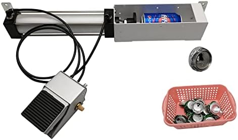 Aluminum Can Crusher, Heavy Duty Pneumatic Cylinder Soda Beer Can Crusher, Eco-Friendly Recycling Tool (Foot Pedal Valve Style)