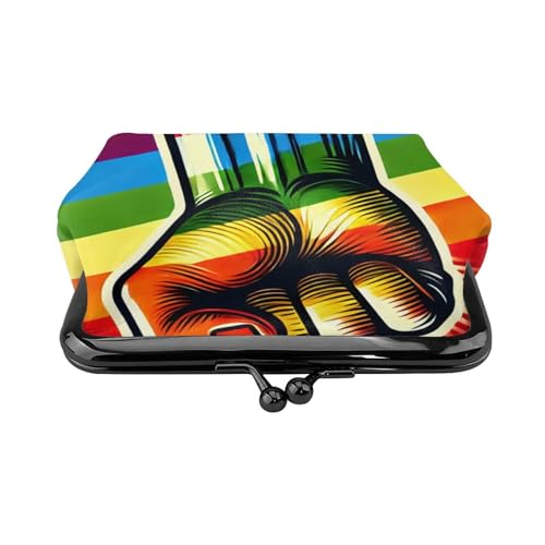 Pu Leather Buckle Coin Purse Lgbt-Gay-Pride-Fist Girls Kiss-Lock Change Purse Wallets2
