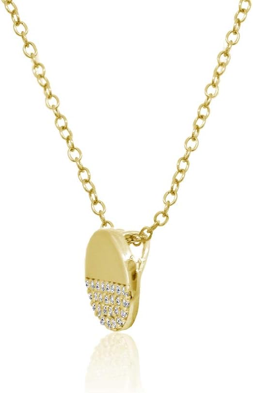 Hoops & Loops 925 Sterling Silver Round Disk Cubic Zirconia Slide Choker Necklace for Women, Men
