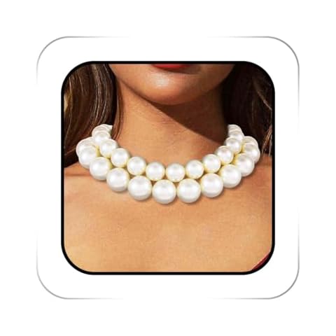ACEDRE Layered Pearl Choker Necklace White Vintage Short Chunky Necklaces 2 pcs Neck Chain for Women Cover