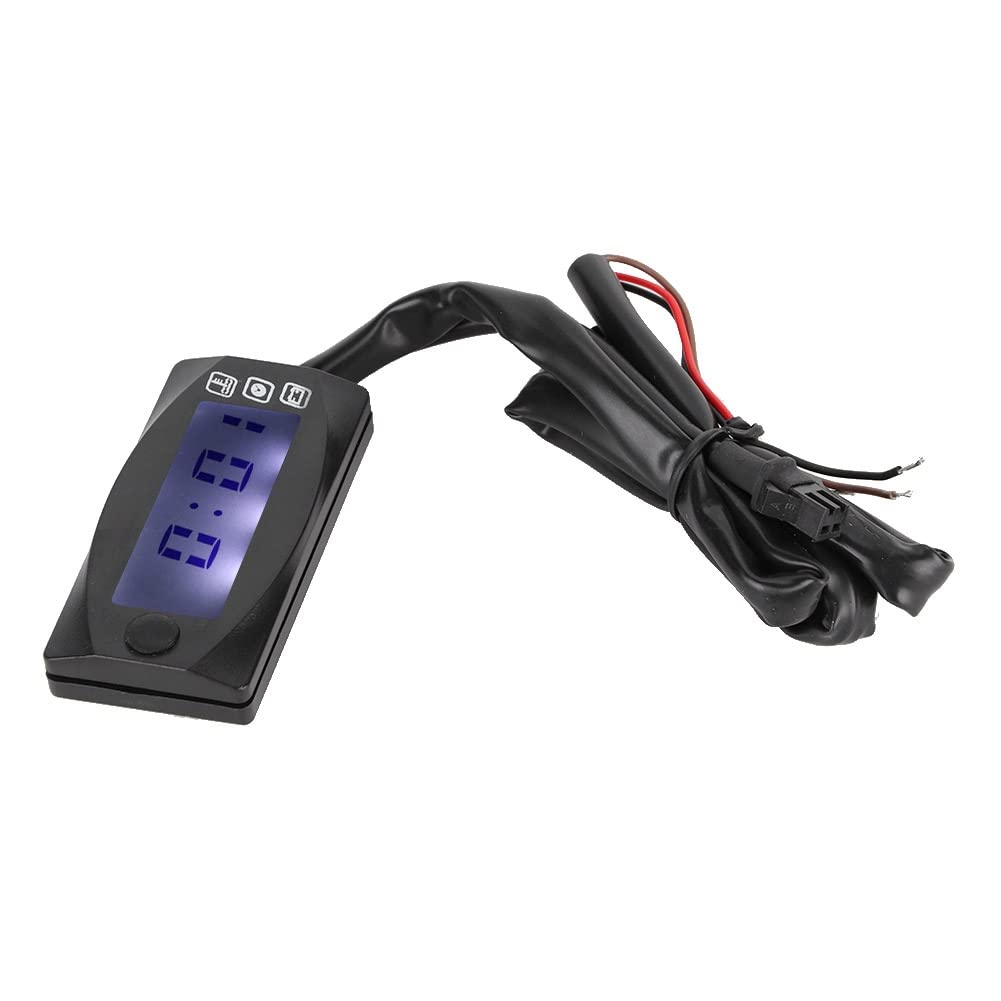 Termometro per Moto Misuratore di Tensione Misuratore di Temperatura 'Acqua Display Digitale del Tempo 3 in 1 ABS Multifunzionale Nero Antiurto Resistente all'Usura per