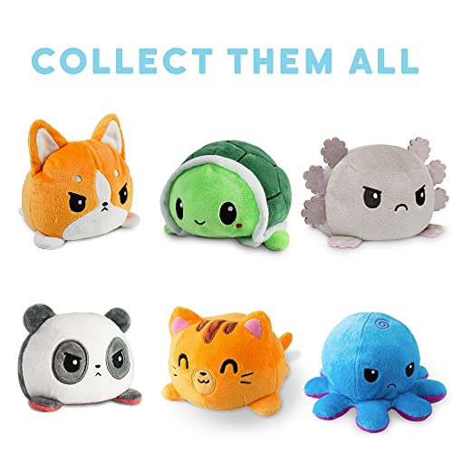 Image of TeeTurtle Reversible Octopus Plushie - 4-Inch Angry Red + Rage Black Two-Sided Flip Plush Toy with Embroidered Details - Cute Mini Collectible Plush for Kids, Teens, and Adults