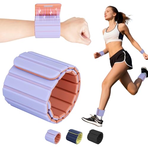 Magnetic Wrist Ankle Weights – Adjustable Ankle and Wrist Weights for Women & Men – 2 Pack (1LB Each) Stackable Magnetic Silicone Arm Bands Non-Slip, Waterproof, Easy Wear – Ideal for Pilates, Yoga, Running & Walking（Pink & Purple ）