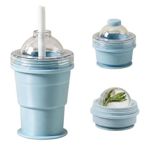Hielera portátil plegable de silicona 2 en 1 azul miniatura 1