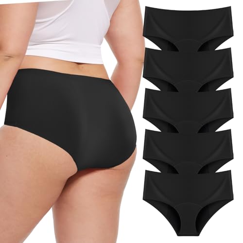 ToVii Leakproof Period Underwear for Women Heavy Flow Seamless Period Panties High Absorbent Menstrual Underwear 5 pack