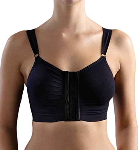 Carefix Bella Front Closure Comfort/Sleep Bra #321250, Black, Large Cover