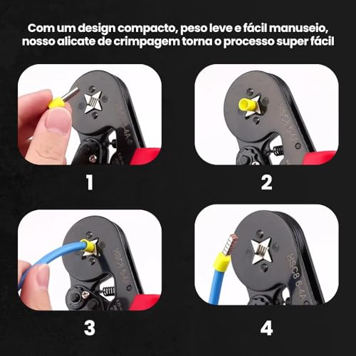 Kit Alicate de Crimpar Prensa Terminal Ferrules 1200 Pcs (0,5-10mm²) - Crimpador - Ferramenta Profis