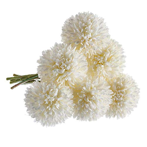 Lanyifang 6pcs Flores Artificiales Dientes de Leon Flores Falsas Ramo Falso Decoracion Floral para Ramo de Boda Nupcial Decoración de Boda de Fiesta de Jardín (Blanco) Cover