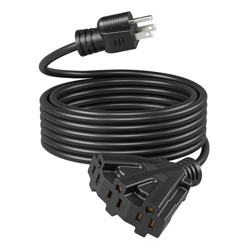 DEWENWILS 25FT Outdoor Extension Cord, Tri-Tap Extension Cord Splitter, 3 Outlet 16/3 SJTW Power Cable for Landscape Lighting String Lights, 13A/125V/1625W, ETL Listed, Black, 1 Pack 25 Feet