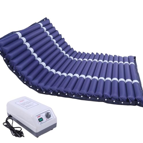 Ampliar Colchón Antiescaras,Colchon Antiescaras De Presión Alterna con Bomba Silenciosa,Impermeable Colchones Antiescaras De Aire De PVC Médico,Prevención Escaras,Azul Marino,200x130cm