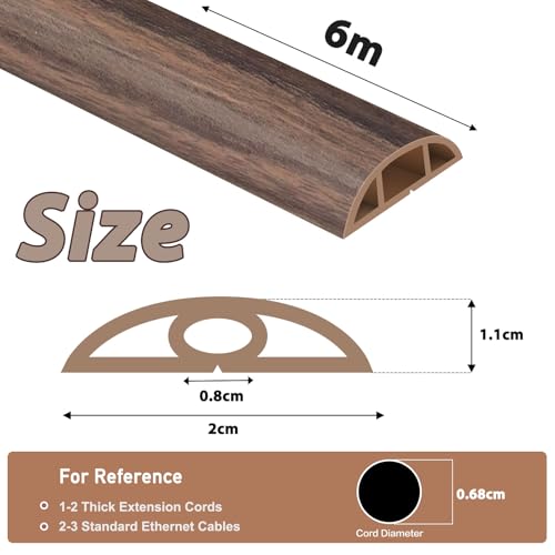Pasacables de PVC flexible de 6 metros con acabado grano de madera marrón 2