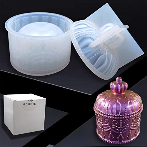 Mougigi Resin Box Mold, Crown Resin Jar Mold, Jewelry Box Molds For Resin, Storage Box Bottle Silicone Resin Molds For Diy Jewelry Container Resin Decoration. #TOP29