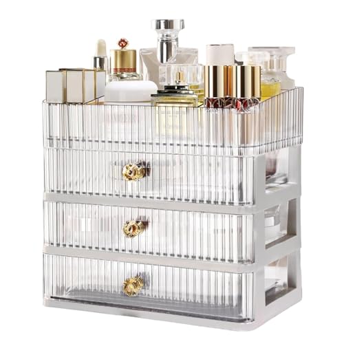Almacenamiento de exhibición cosmética - Torre de carga acrílica, caja compacta de tocador | El organizador de arreglo de maquillaje de carga múltiple incluye lápiz labial cepillo de loción Skincare