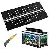 Sieral Aquarium Polycarbonate Canopy Set 19.37 x 9.37 x 0.12 Inch for 10/20 Gallon Without Center Brace Aquariums Cover Fish Tank Lid with a Hook Knife, Breathable Hole, Handle(Black)