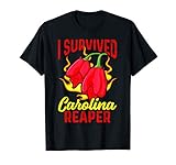Ich überlebte Carolina Reaper Spicy heißesten Pfeffer Chili T-Shirt