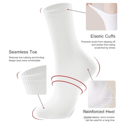 3-Pack Women’s Lightweight Cotton Crew Socks, Casual Athletic Socks for Gym and Everyday Wear2