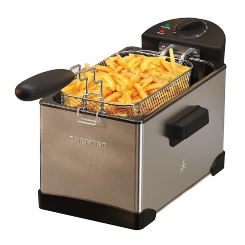 Opiniones y reviews de Freidora de Papas Electrica que Puedes Comprar On-line. 43 Freidora eléctrica Chefman con cesta y tapa, capacidad de aceite de 3 litros / 12 tazas, temperatura ajustable a 375°F, perfecta para pollo, patatas fritas y más – Acero...