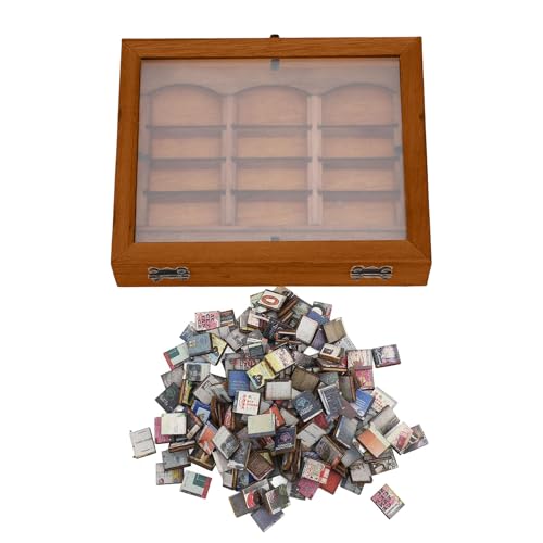 Generisch Mini libreria in legno - 200 libri in miniatura, per bricolage antistress | ornamento decorativo per interni, casa, tavolo, famiglia, colleghi, compleanno, Natale