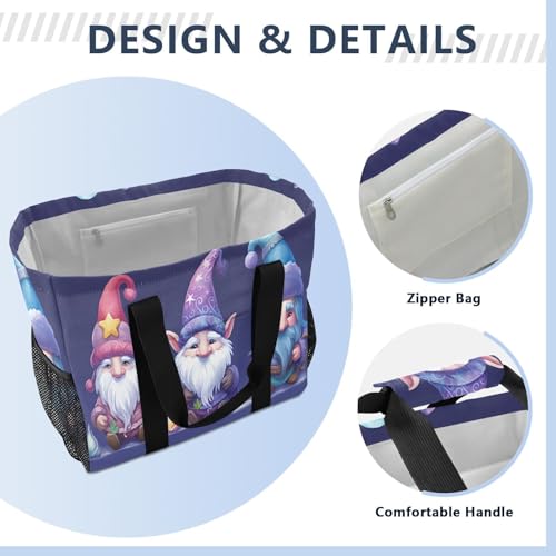 YETTASBIN Cute Gnome Large Foldable Travel Tote Bag, Lightweight Waterproof Swim Pool Bag with Handles & Pocket for Beach Outdoor, Reusable Grocery Bag for Kitchen, Shopping4