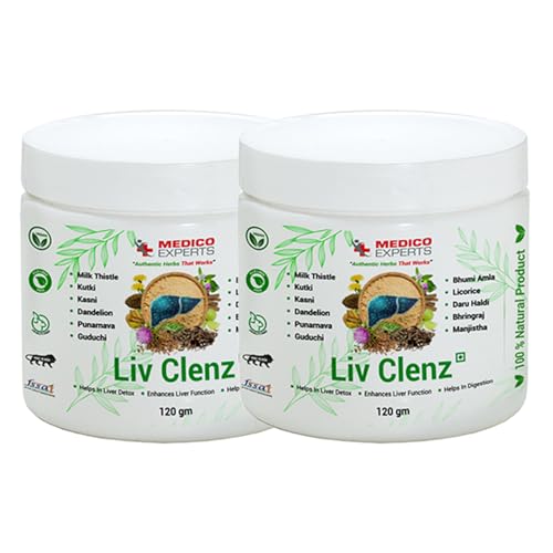 Image of Liv Clenz - Liver Detox Supplement | Blend of Milk Thistle, Kutki Powder Dandelion Root & 8 Liver Detox Ayurvedic Herbs | Helps Repairing From Alcoholic & Fatty Liver | 240gm (2 Months)