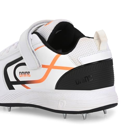 Image of DNINE Classic Men Bowling Spikes Cricket Shoes White /Orange & White /Blue