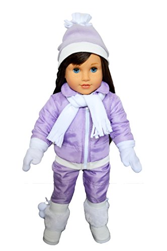 Brittany's My Purple Snowsuit Compatible with American Girl Dolls- 18 inch Doll Clothes-Snow Pants-Jacket-White Shirt-Scarf-Mittens-and Hat