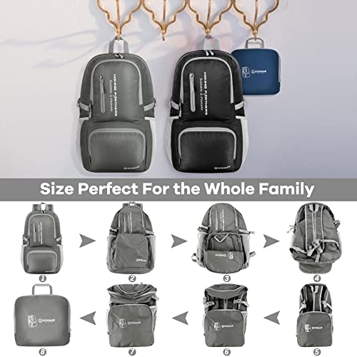 ZOMAKE Foldable Backpack Lightweight Packable 35 L, Hiking Daypack Water Resistant Travel Bag Nylon Outdoor Sports Gym Camping Rucksack Walking Trekking for Men Women Seniors