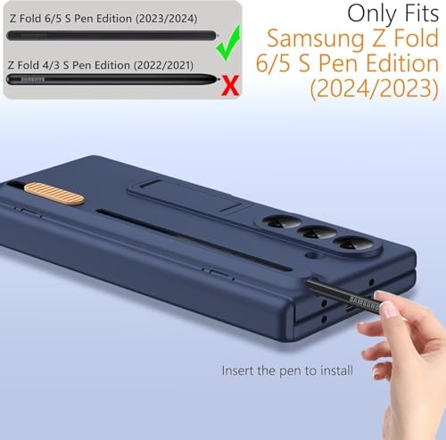 Image of amazon basics Ultimate Pro Hybrid Case for Samsung Galaxy Z Fold 7 - 360 Heavy Duty Protection, Concealed Stylus Slot, Metallic Kickstand, Matte Blue