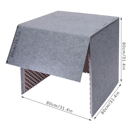 Desktop Soundproof Cover, Isolation Booth, Vocal Sound Absorbing Shield Square for Recording Studios, Control Rooms, Offices, Home Studios 31.4 * 31.4 * 31.4in (Purple+Gray) miniatura 3