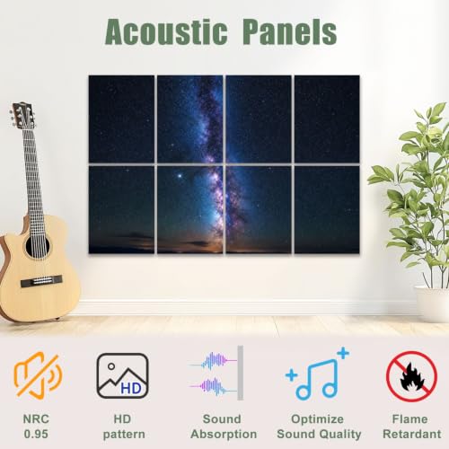 8 Paneles Acústicos Decorativos Absorbentes de Sonido de Espacio Profundo Estrella Cielo 48"x32" para Estudios de Grabación Oficina miniatura 3